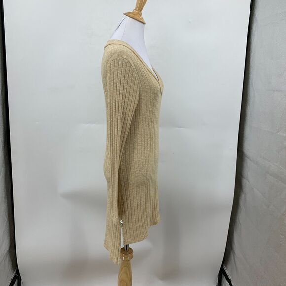 Deletta Sweater Dress Womens S Small Ribbed Deep V Neck High Low Split Hem - Picture 4 of 14